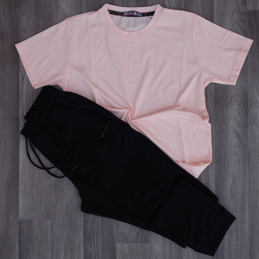 Ensemble Jogging Beska Noir + T-Shirt Saumon Clair