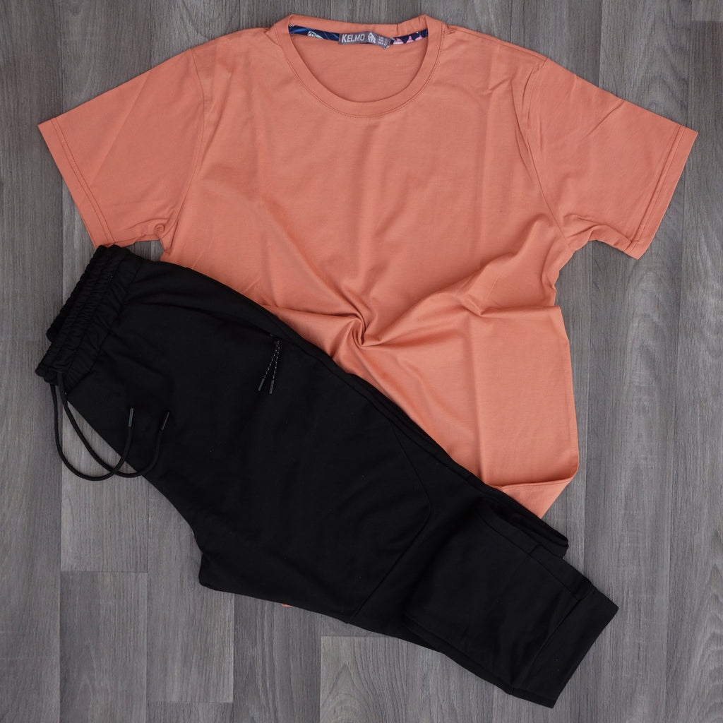 Ensemble Jogging Beska Noir + T-Shirt Saumon Fonce