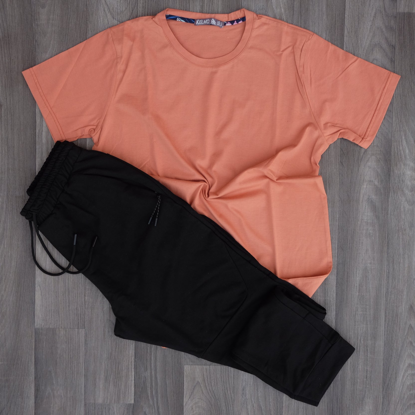 Ensemble Jogging Beska Noir + T-Shirt Saumon Fonce