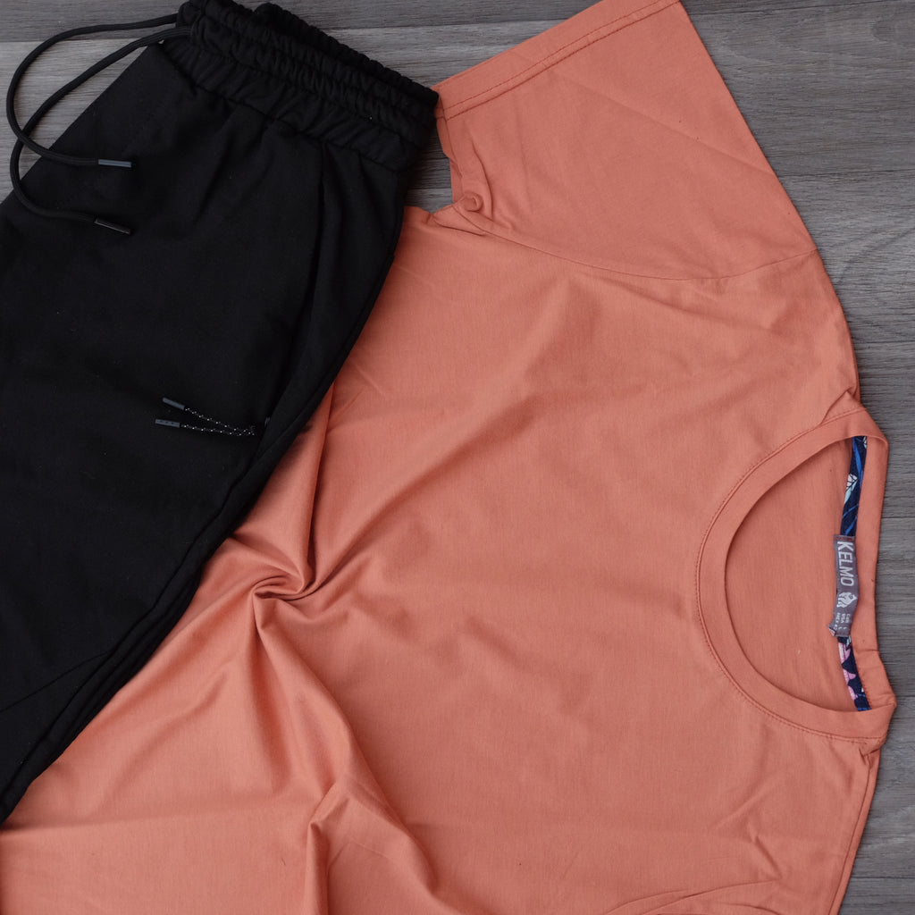 Ensemble Jogging Beska Noir + T-Shirt Saumon Fonce