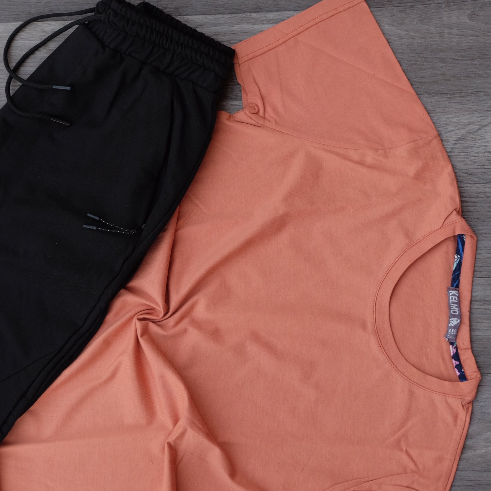 Ensemble Jogging Beska Noir + T-Shirt Saumon Fonce