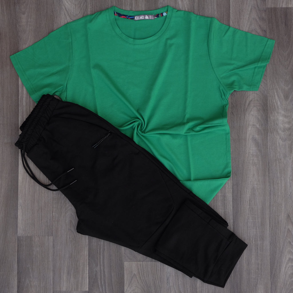 Ensemble Jogging Beska Noir + T-Shirt Vert Raj