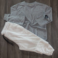 Ensemble Jogging Blanc  Chine + Sweat Gris Chine Clair
