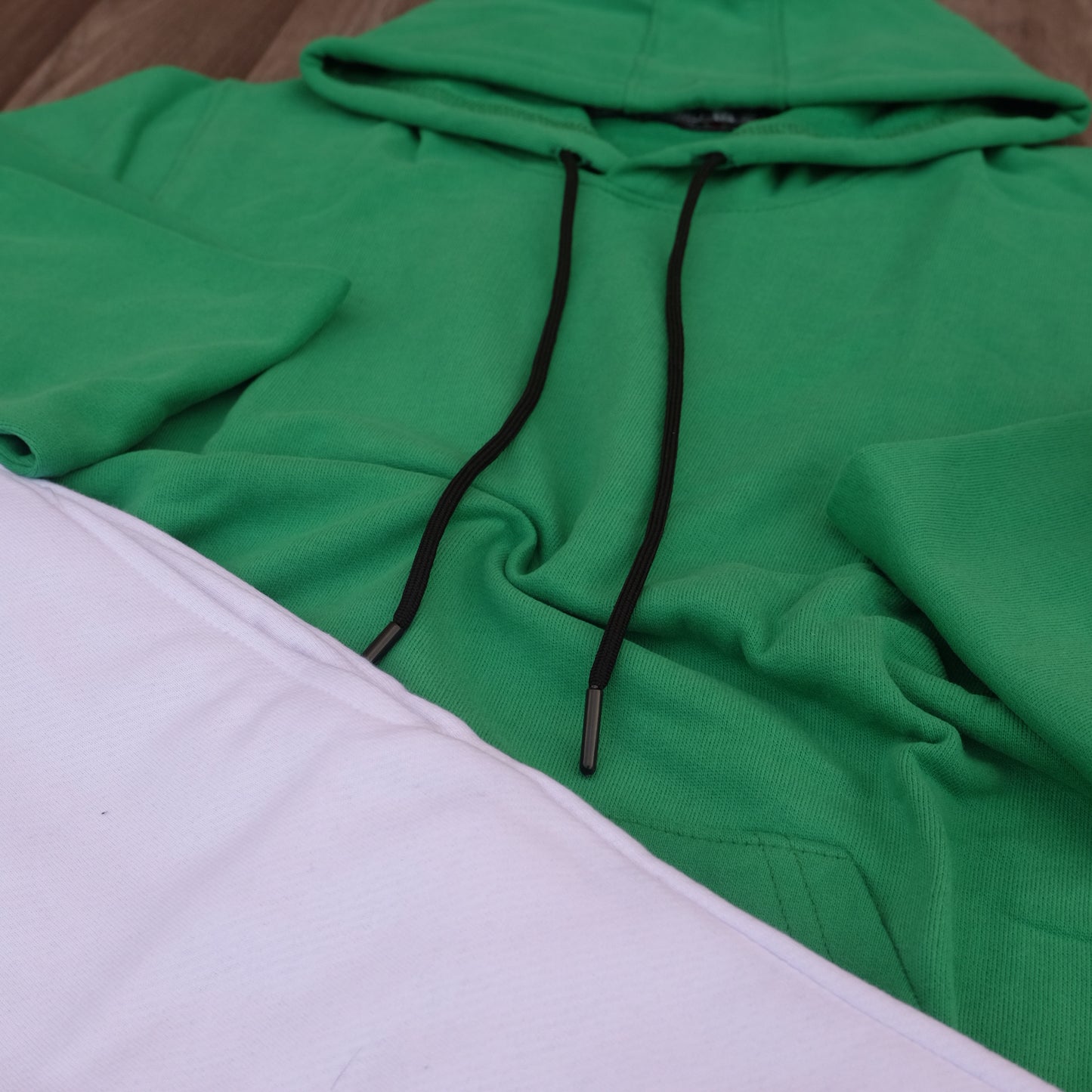 Ensemble Jogging  Blanc + Capuche Cotton Vert Raj