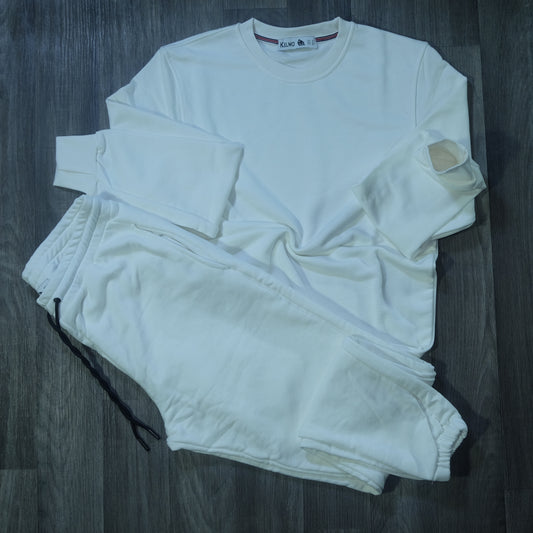Ensemble Jogging Blanc + Sweat Blanc
