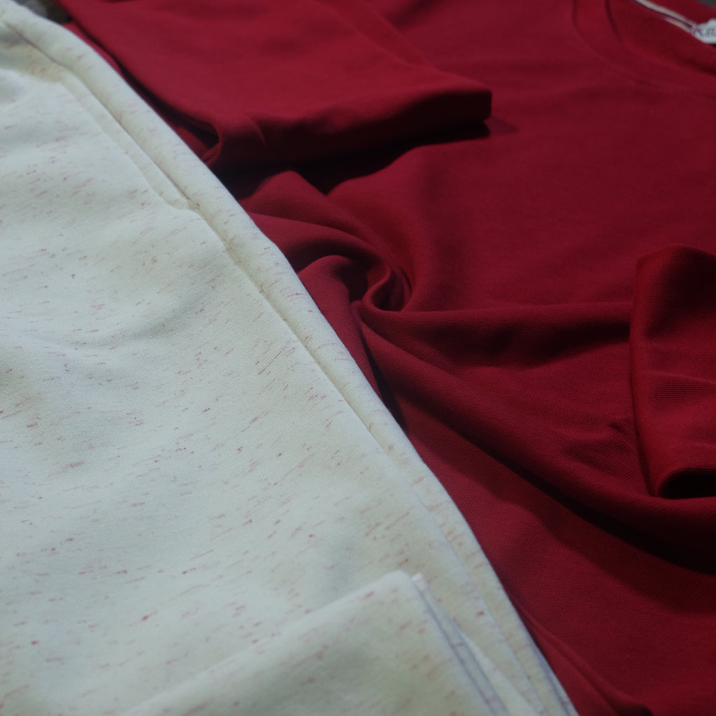 Ensemble Jogging  Blanc Chine Rouge + Sweat Rouge