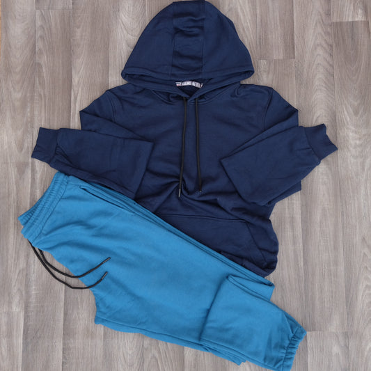 Ensemble Jogging Bleu Canard+ Capuche Cotton bleu Marine