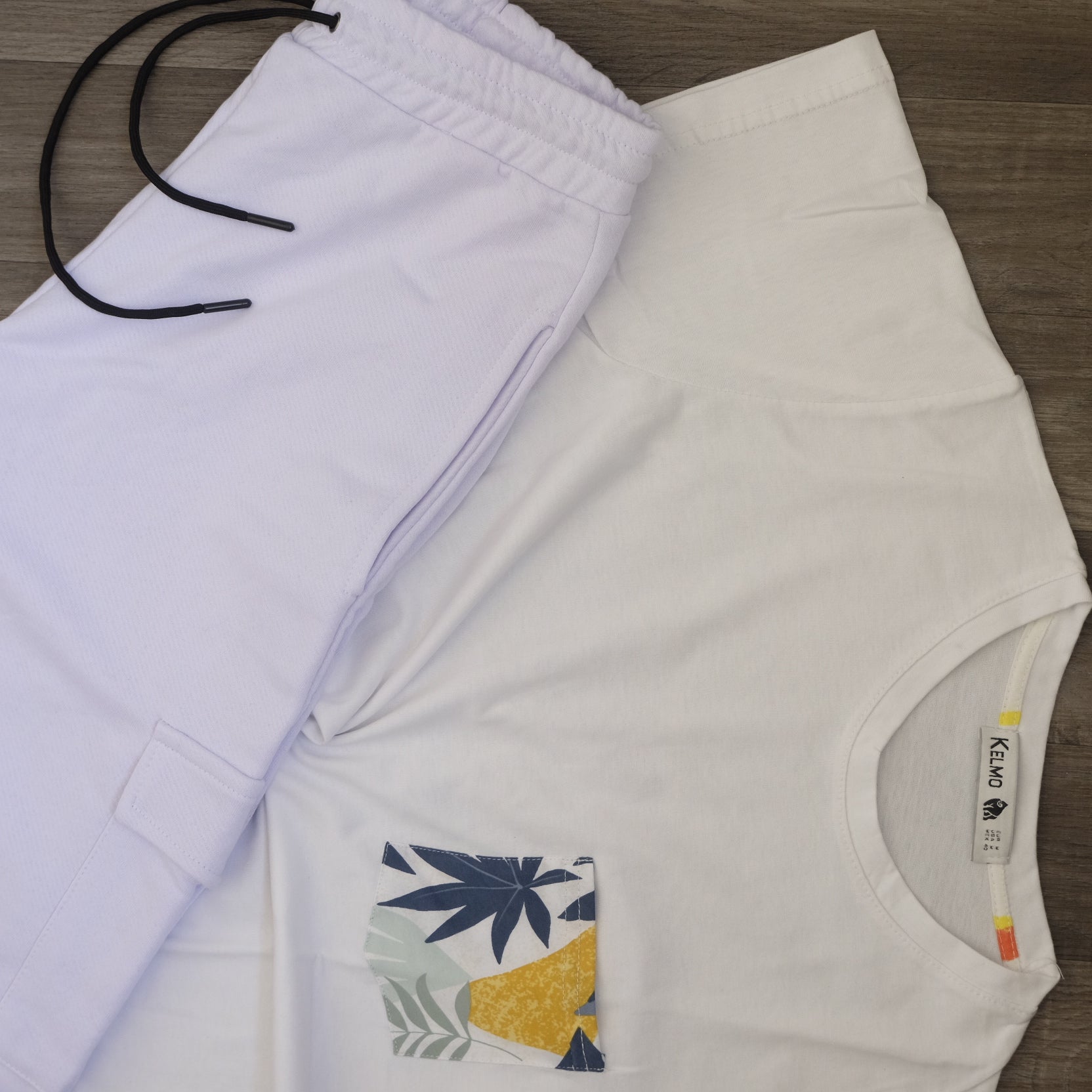 Ensemble Jogging  Cargo Blanc+ T-Shirt Poche Blanc