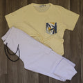 Ensemble Jogging  Cargo Blanc+ T-Shirt Poche Jaune
