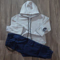 Ensemble Jogging  Cargo Bleu Marine + Capuche Cotton Gris Clair