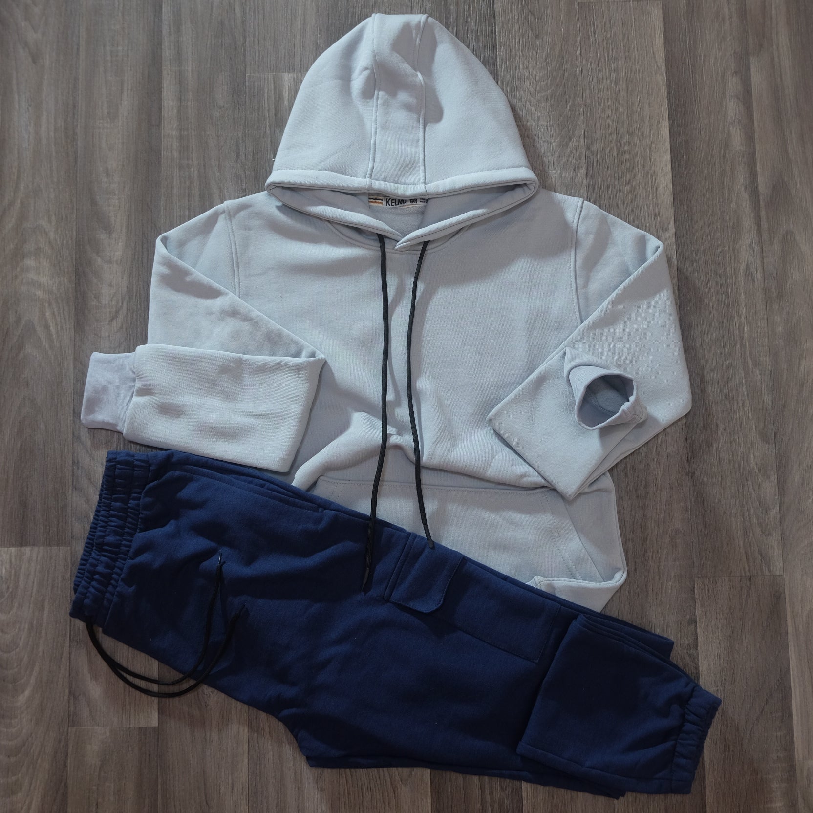 Ensemble Jogging  Cargo Bleu Marine + Capuche Cotton Gris Clair