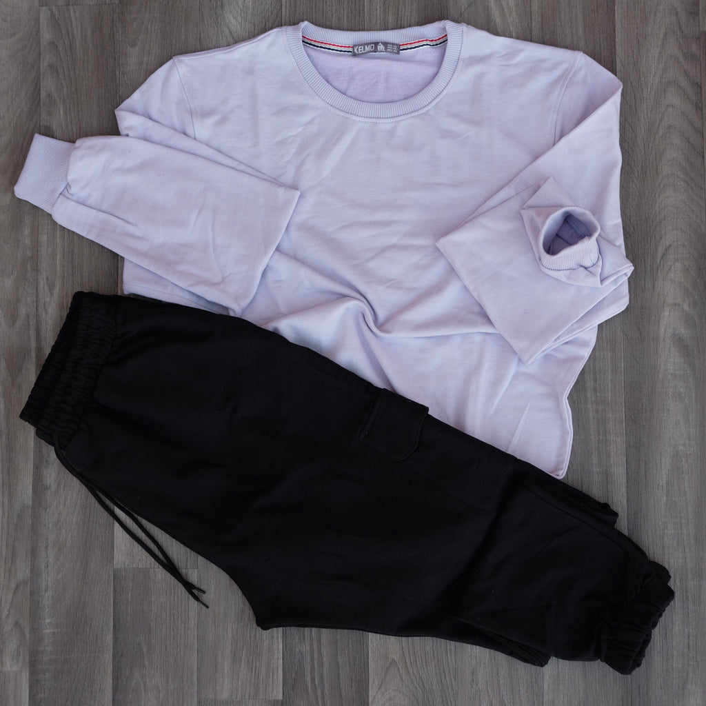 Ensemble Jogging  Cargo Noir + Sweat Mauve