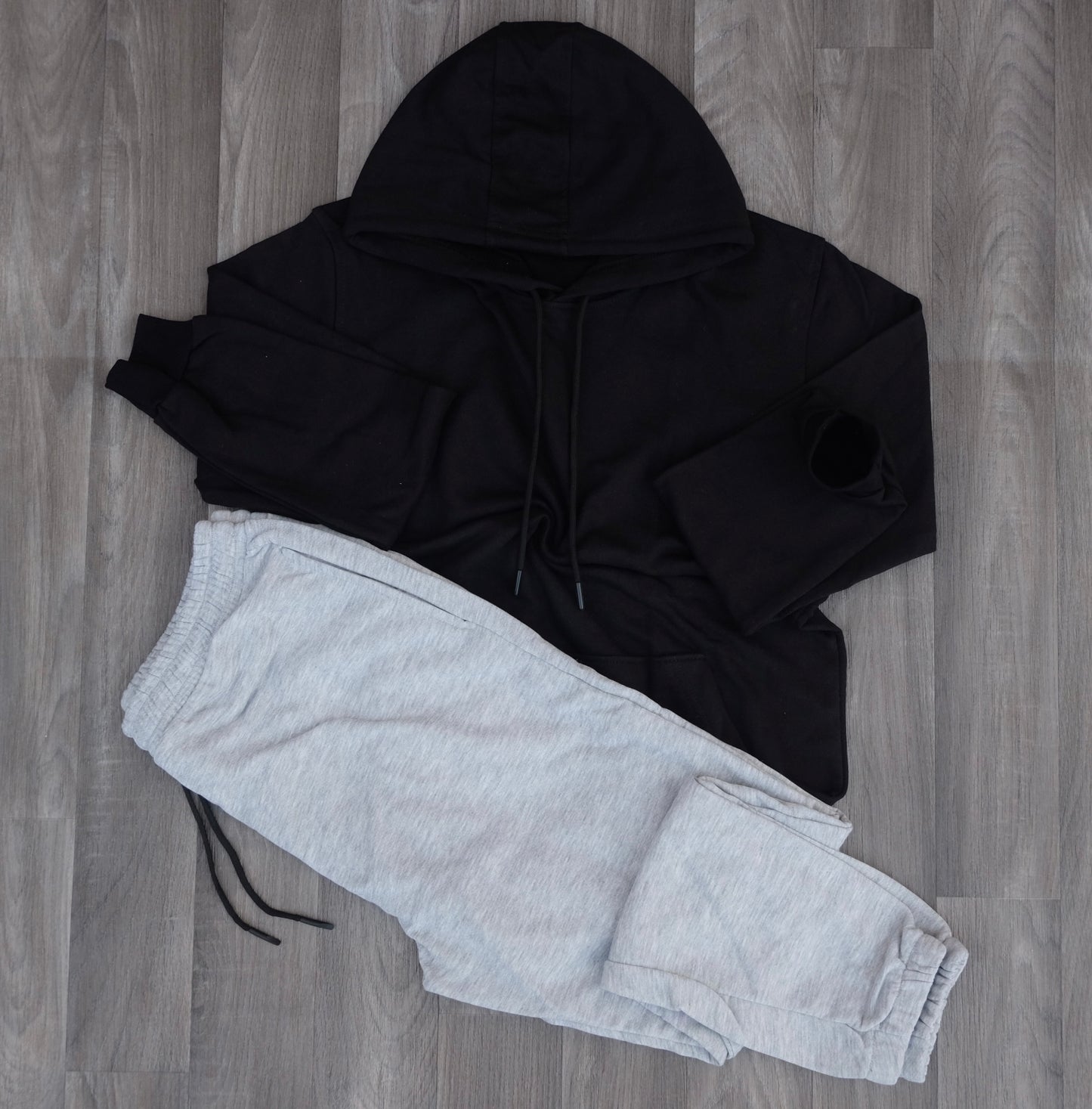 Ensemble Jogging Gris Chine Clair + Capuche Cotton Noir