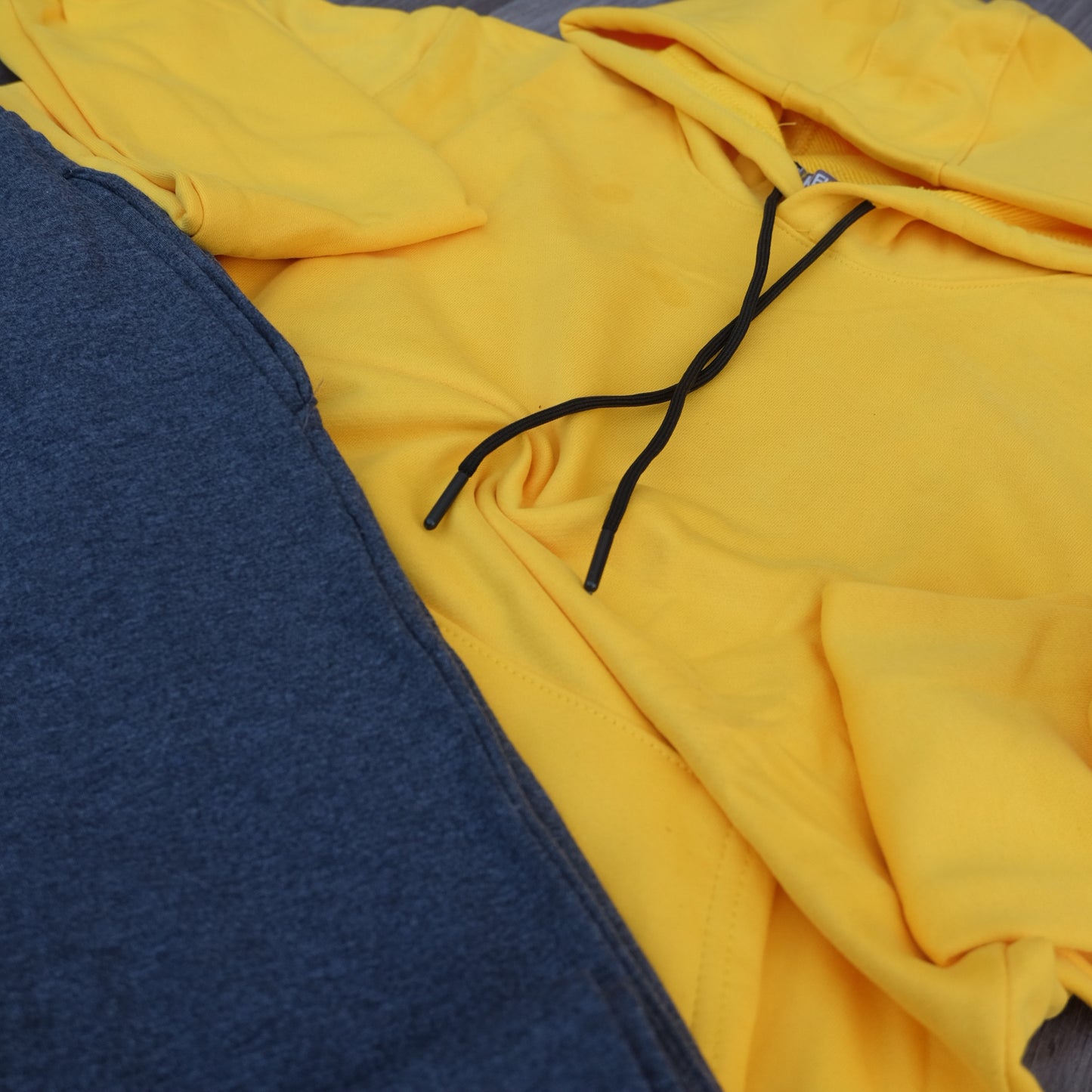 Ensemble Jogging  Gris Chine Fonce + Capuche Cotton Jaune Fonce