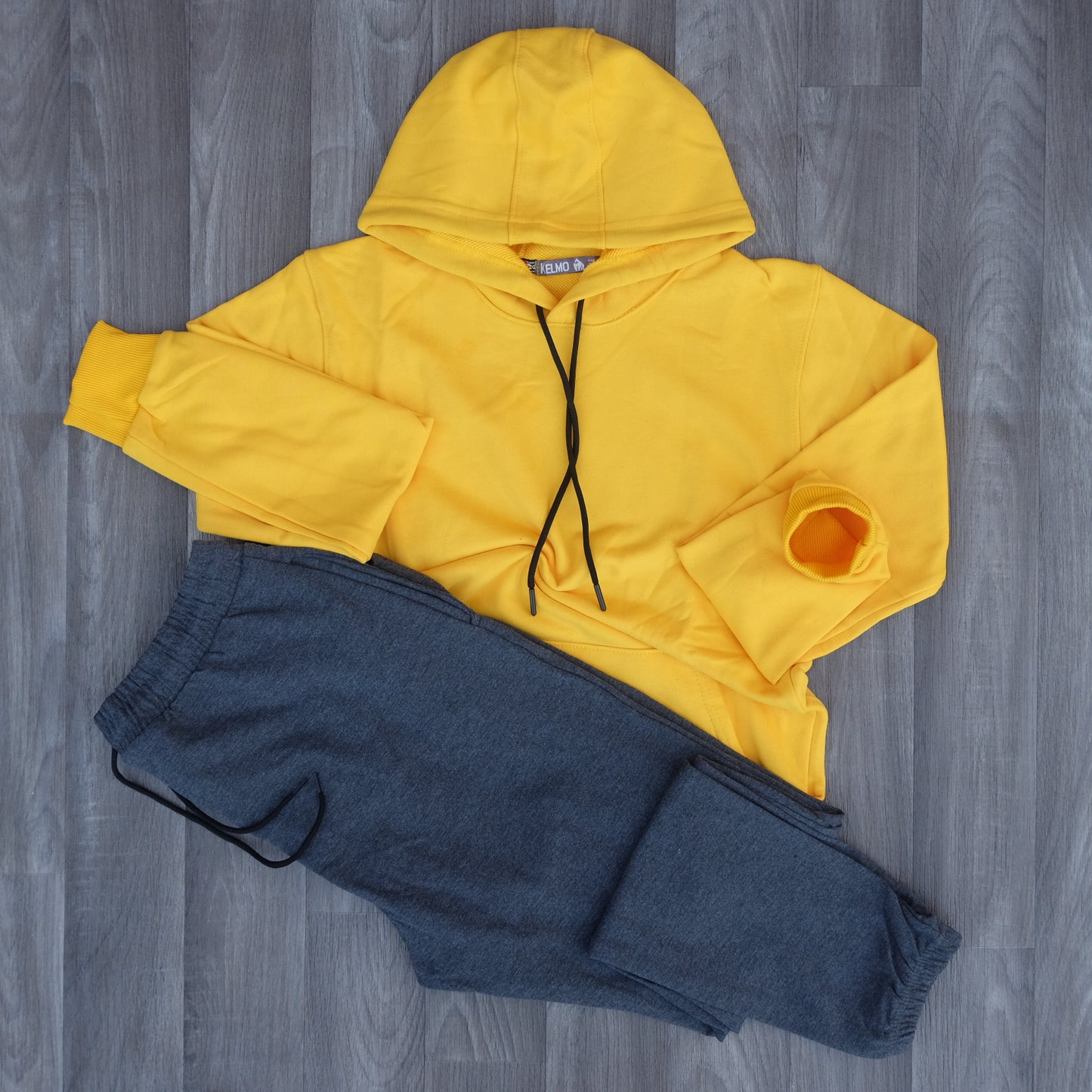 Ensemble Jogging  Gris Chine Fonce + Capuche Cotton Jaune Fonce