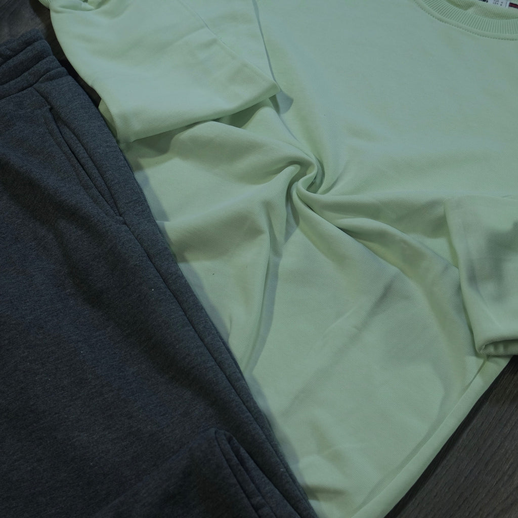 Ensemble Jogging  Gris Chine Fonce + Sweat Vert eau