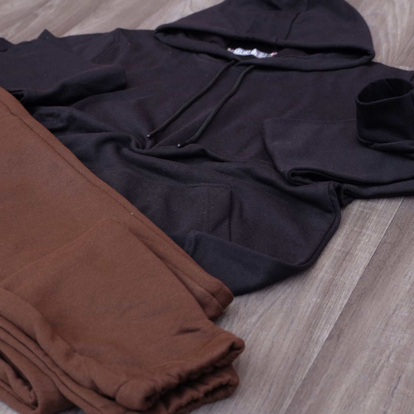 Ensemble Jogging Marron Fonce + Capuche Cotton Noir