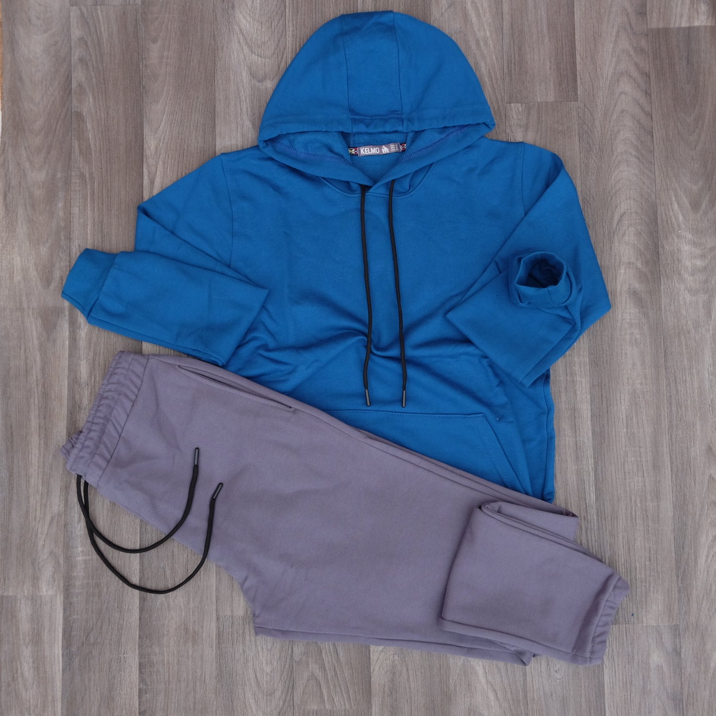 Ensemble Jogging Gris Nardo + Capuche Cotton Bleu Roi