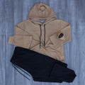 Ensemble Jogging Noir + Capuche Cotton Beige Caramel