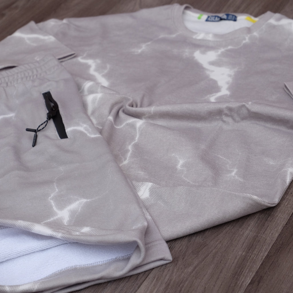 Ensemble Oversize Homme tie dai Gris - Short et T-shirt