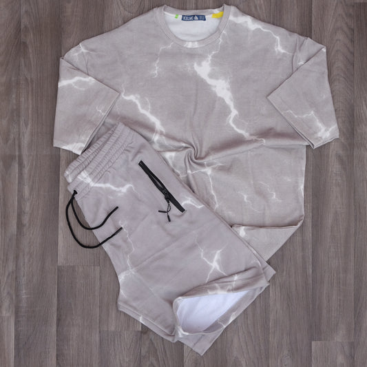 Ensemble Oversize Homme tie dai Gris - Short et T-shirt