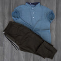 Ensemble Pantalon Cargo Kaki + Polo Mao Vert Chine