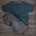 Ensemble Short Cargo Baggy Jeans Délavé Gris  + T-Shirt Bleu Canard