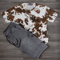Ensemble Short Cargo Baggy Jeans Délavé Gris  + T-Shirt Tie Dye