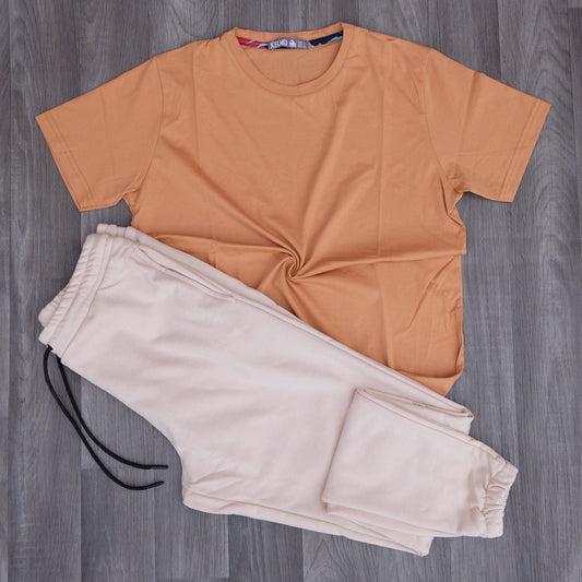 Ensemble T-Shirt Beige Sable+ Jogging Beige Clair