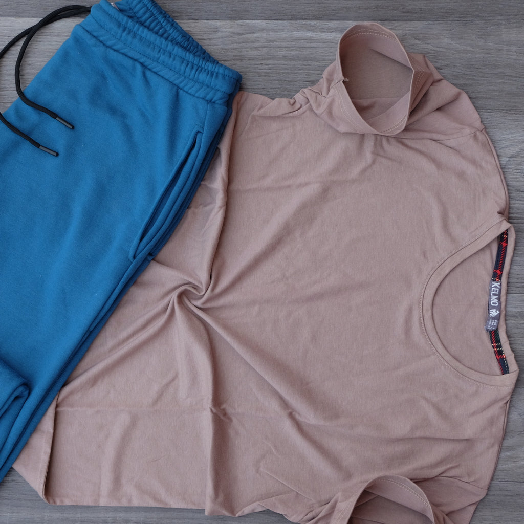 Ensemble T-Shirt Beige caramel + Jogging Indigo