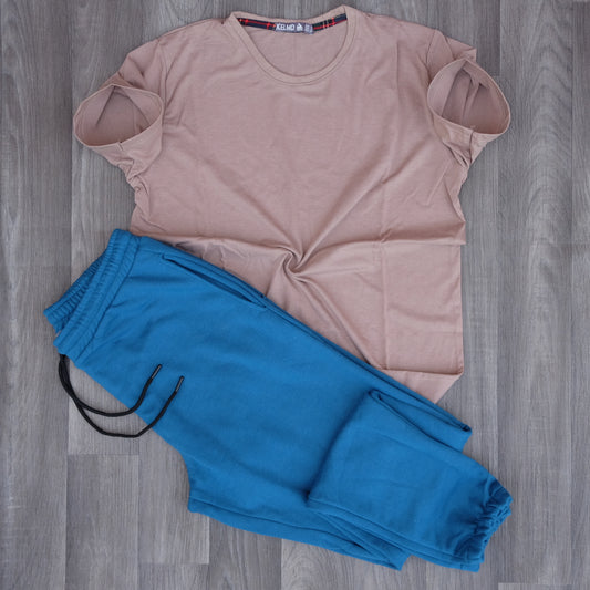 Ensemble T-Shirt Beige caramel + Jogging Indigo