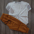 Ensemble T-Shirt Gris Chine Clair + Jogging Marron