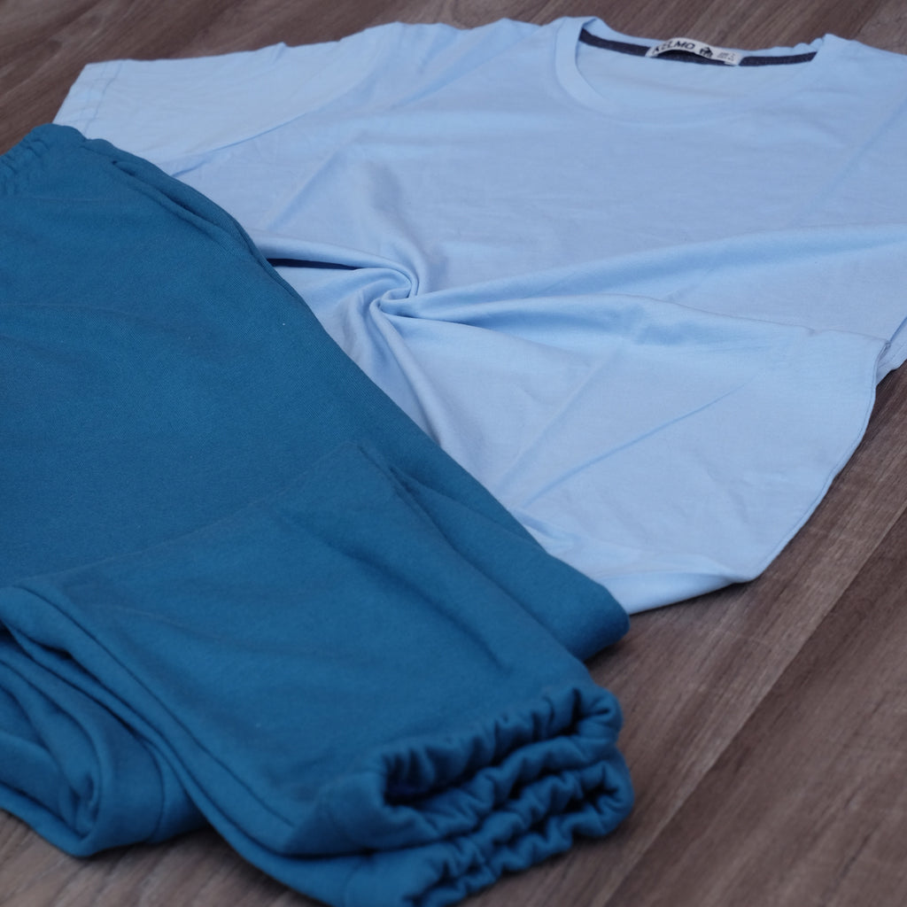 Ensemble T-Shirt Bleu Ciel + Jogging Indigo