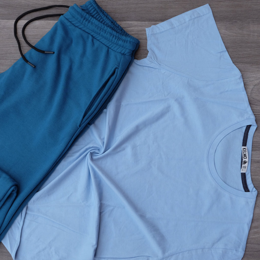 Ensemble T-Shirt Bleu Ciel + Jogging Indigo