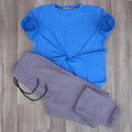Ensemble T-Shirt Bleu Roi + Jogging Gris Nardo