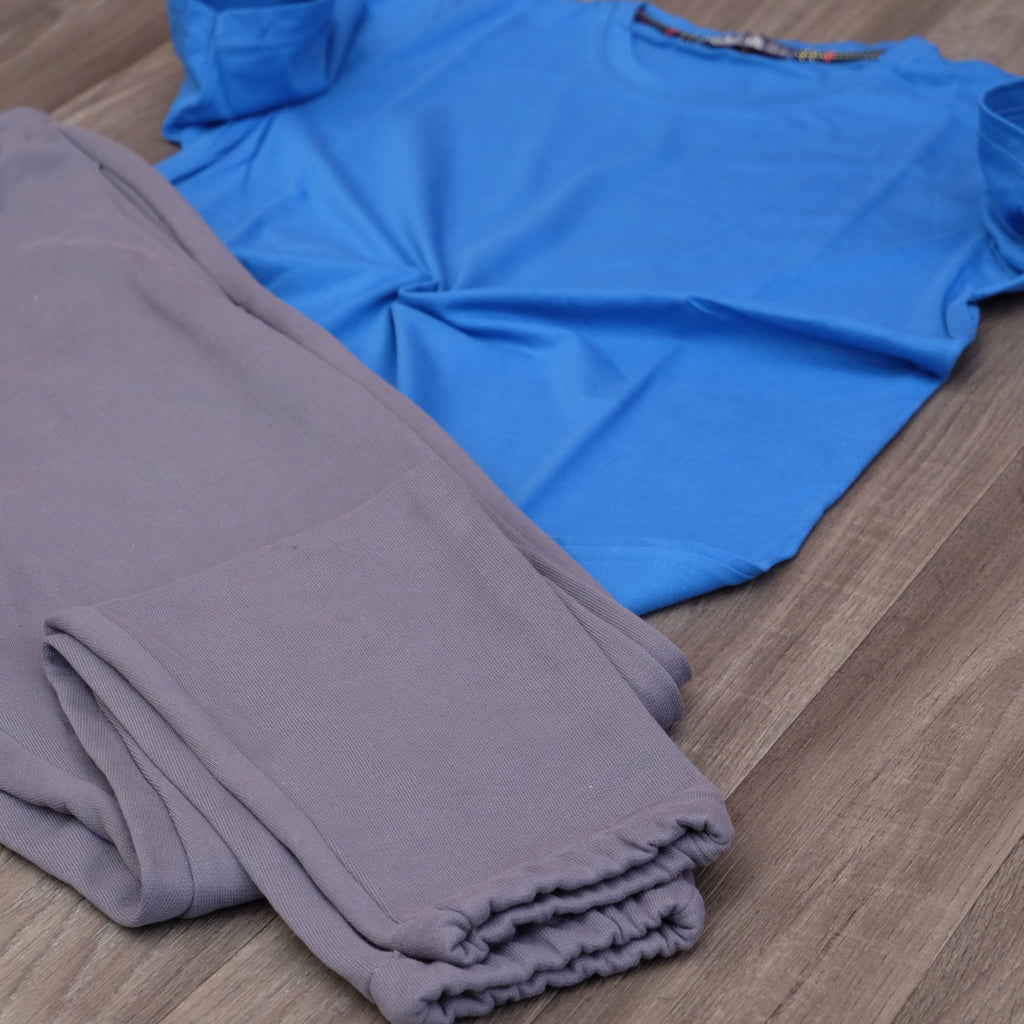 Ensemble T-Shirt Bleu Roi + Jogging Gris Nardo