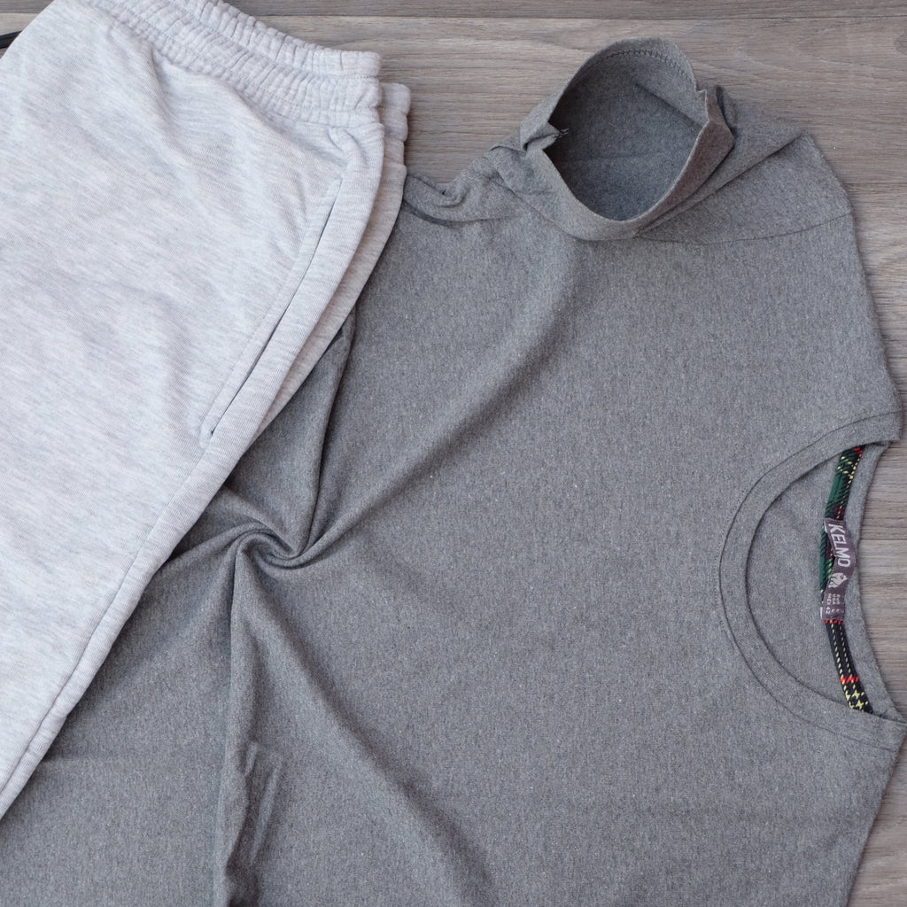 Ensemble T-Shirt Gris Chine Fonce+ Jogging Gris Chine Clair