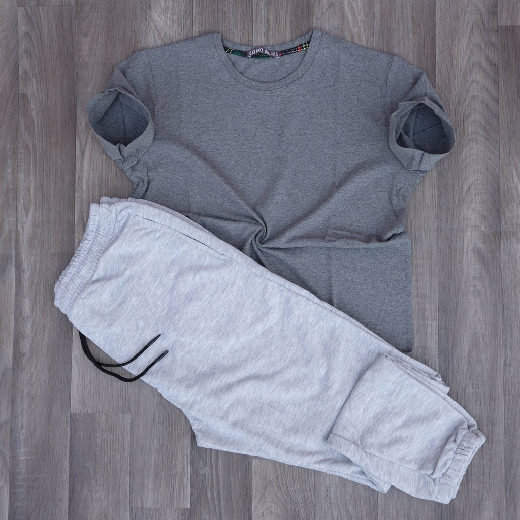 Ensemble T-Shirt Gris Chine Fonce+ Jogging Gris Chine Clair