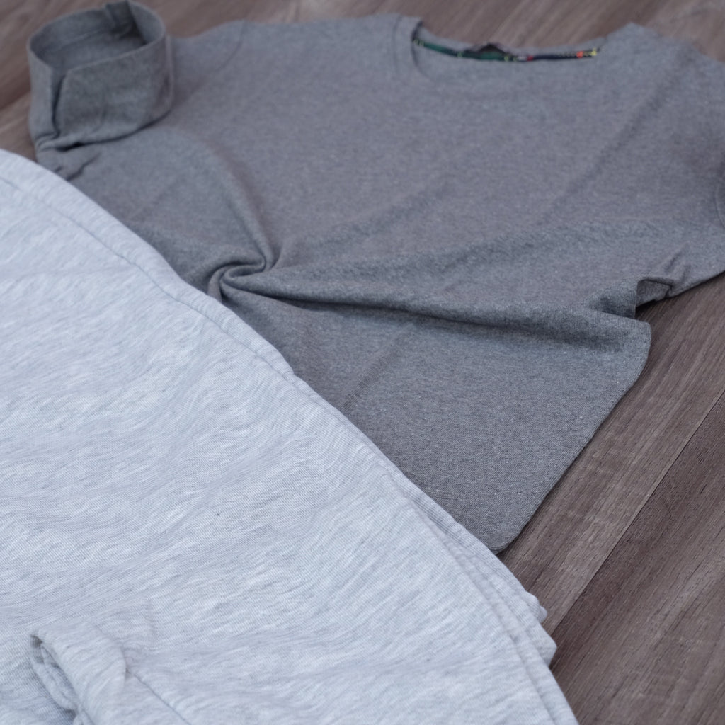 Ensemble T-Shirt Gris Chine Fonce+ Jogging Gris Chine Clair