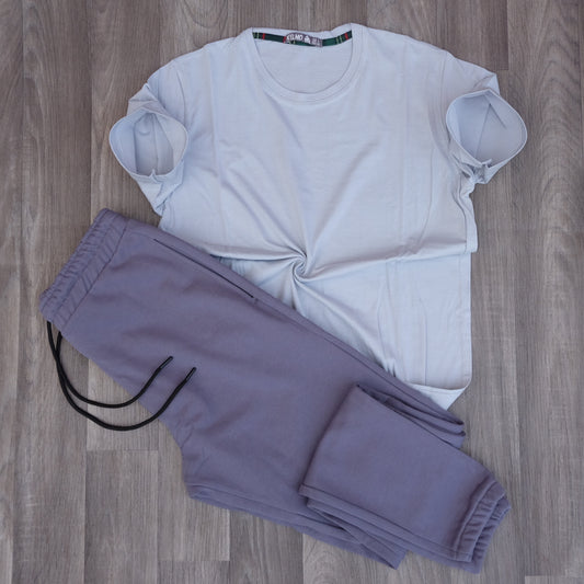 Ensemble T-Shirt Gris Clair+ Jogging Gris Nardo