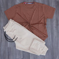 Ensemble T-Shirt Rouge Brique + Jogging Beige Clair