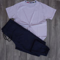 Ensemble T-Shirt Mauve Clair + Jogging Bleu Nuit
