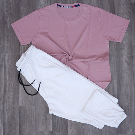 Ensemble T-Shirt Mortadelle + Jogging Blanc Chine