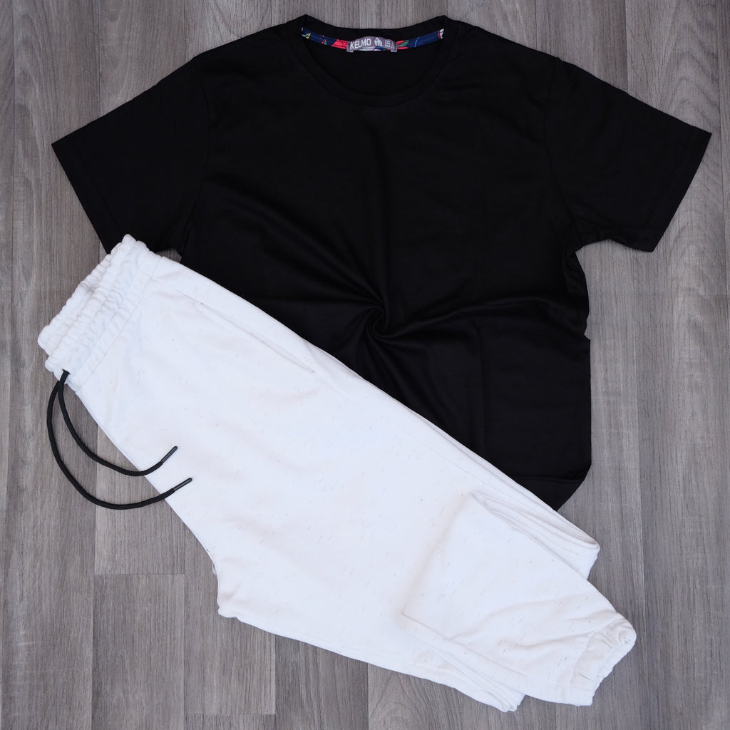 Ensemble T-Shirt Noir + Jogging Blanc Chine