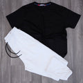 Ensemble T-Shirt Noir + Jogging Blanc Chine