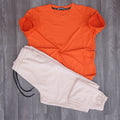 Ensemble T-Shirt Orange + Jogging Beige Clair