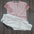 Ensemble T-Shirt Rose Clair + Jogging Blanc Chine