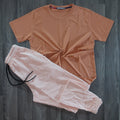 Ensemble T-Shirt Saumon Fonce + Jogging Saumon Clair