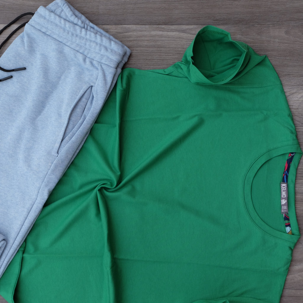 Ensemble T-Shirt Vert Raj + Jogging Bleu Ciel Chine