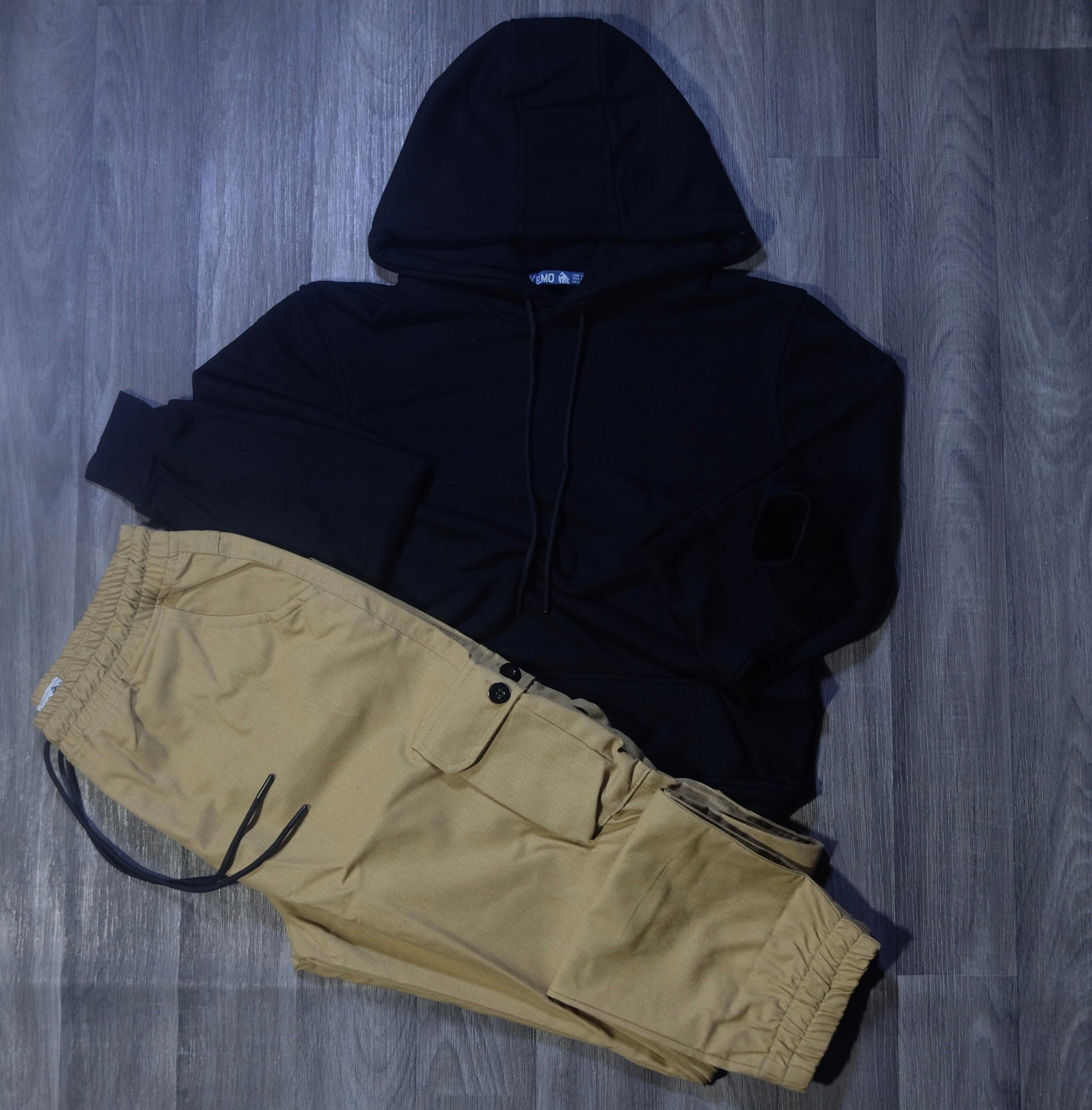 Ensemble Cargo Beige Sable + Capuche Cotton Bleu Marine